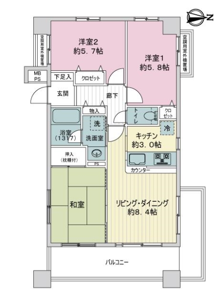 ライオンズマンション日吉学園の間取図