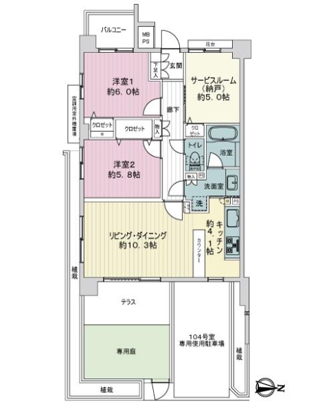クリオ横浜大口伍番館の間取図