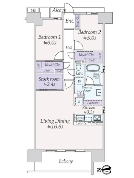 なかもずオールズ・グランコートの間取図