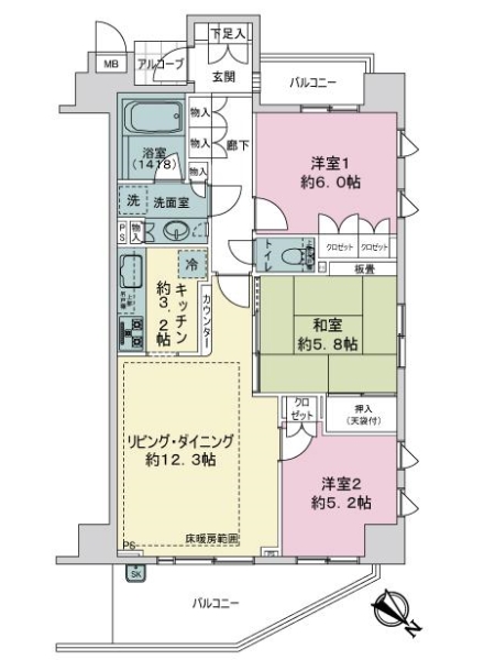 マイキャッスル港北ヒルズの間取図