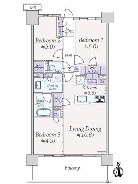 ＣＥＮＴＲＡＬ　ＡＩＲ　ＣＩＴＹ　ＲＥＳＩＤＥＮＣＥ　１の間取図