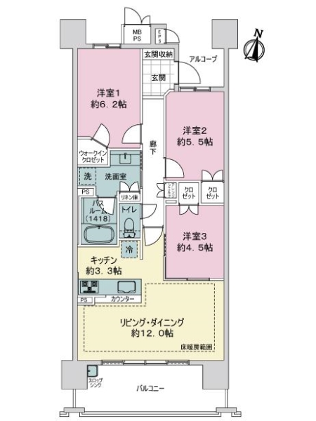 ライオンズ守山ディアクオーレの間取図