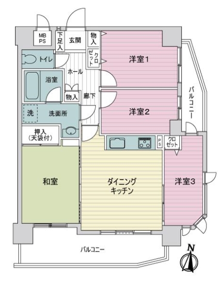 ライオンズマンション瓢箪山第５の間取図