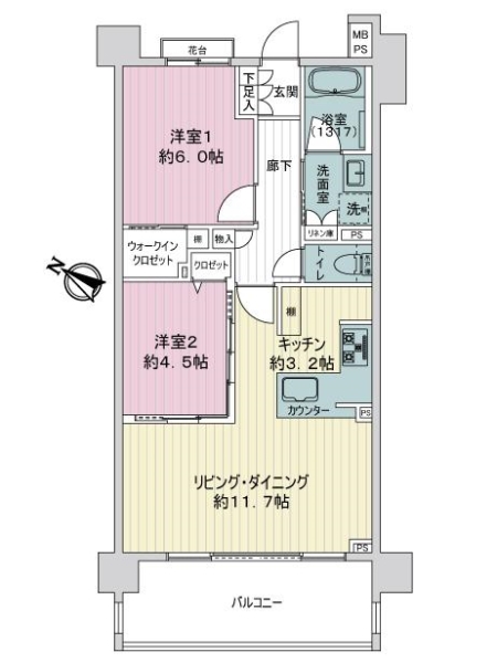 クリオ黄金町の間取図