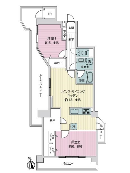 ライオンズマンション東白壁の間取図