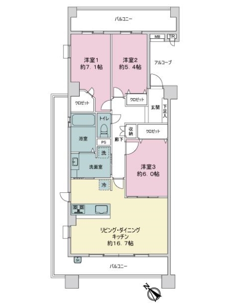 藤和八事緑ヶ岡ホームズの間取図