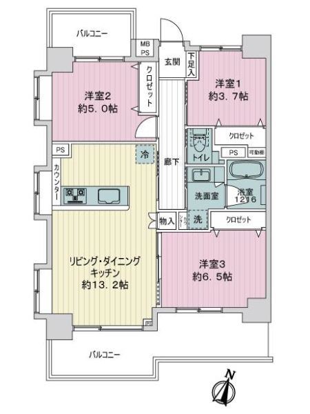 ライオンズマンション多摩川緑地の間取図