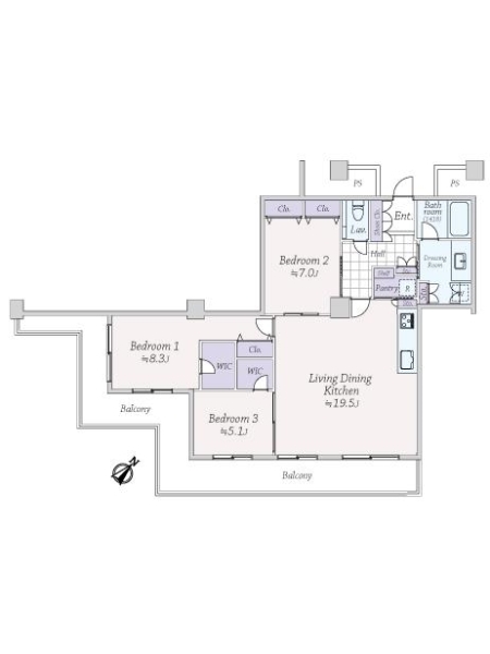 晴海アイランドトリトンスクェアビュータワー１号棟の間取図