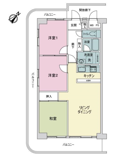 恒陽王子マンションの間取図
