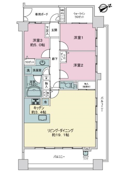 ライオンズマンション港北エストラッドの間取図