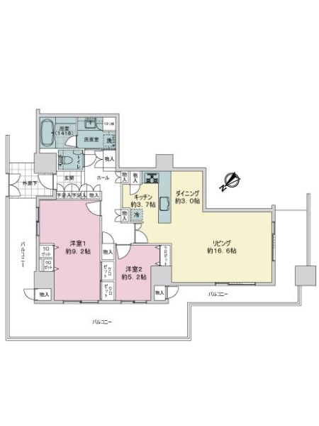 エアライズタワーライズアリーナビルの間取図