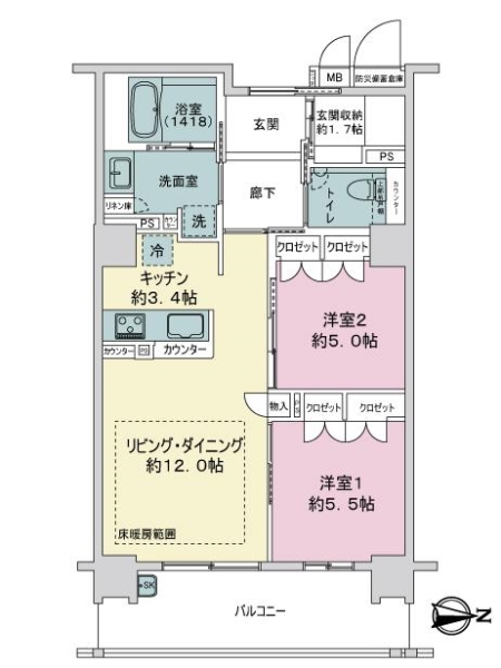 マスターズマンション吹田千里丘　中楽坊の間取図