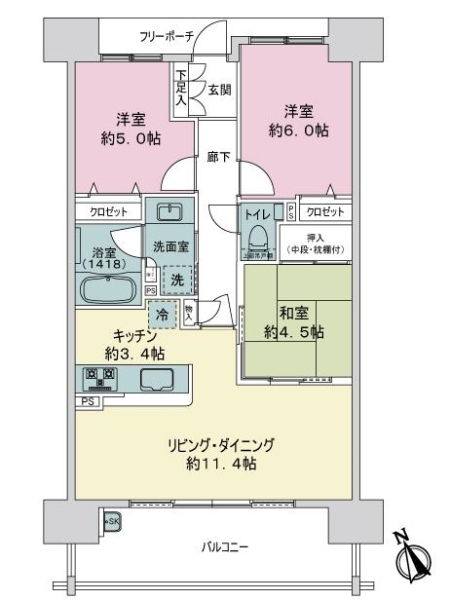ディアメゾン南観音ブライトコートの間取図