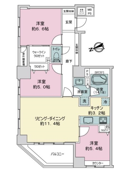 ライオンズタワ－平和大通りシティ－マ－クスの間取図
