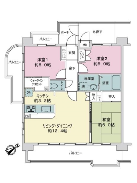 ペルル夏見台の間取図
