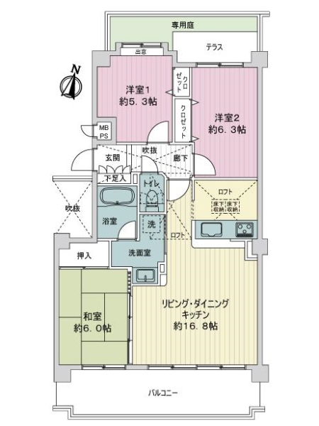 ライオンズヴィアーレ鹿山の間取図