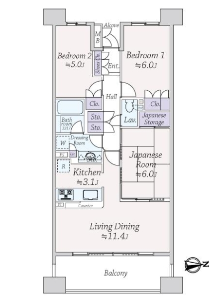 メルローズスクエア武蔵小金井の間取図