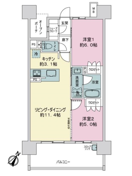 ファミリアーレ熱田伝馬町の間取図