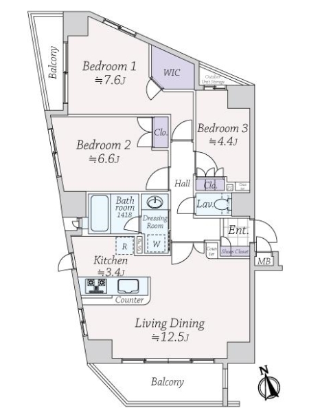 ザ・パームス東中野2の間取図