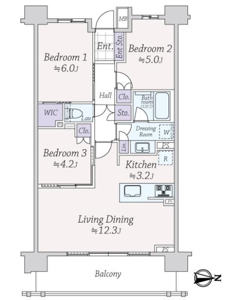 ライオンズ中浦和フォレストフォートの間取図