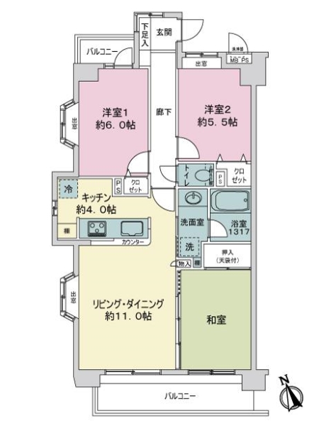 ライオンズガーデンヒルズ上大岡の間取図