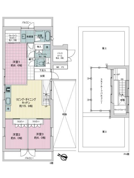 ヴィラ港北NTの間取図
