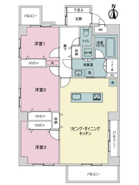 ライオンズマンション平尾の間取図