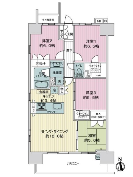サンクレイドル志賀本通の間取図