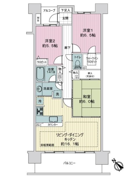 レクセルマンション幕張ブリーズの間取図