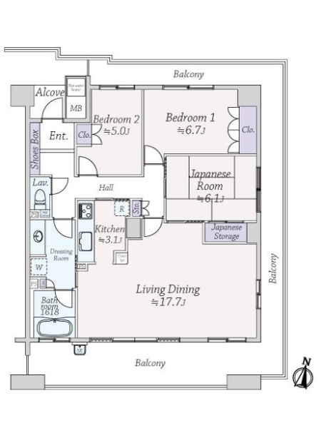 パークホームズ福島エルグレースの間取図