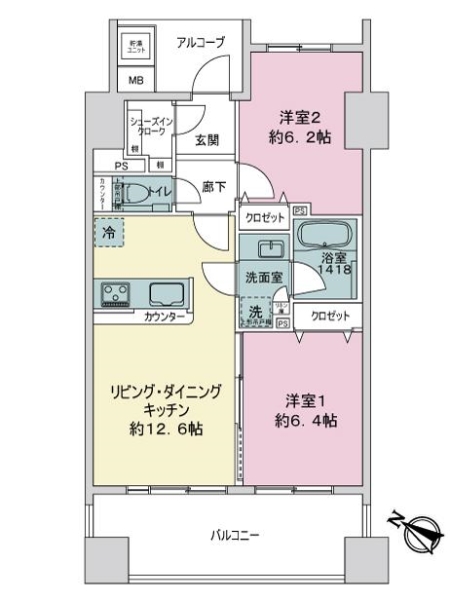 グレーシアパークス横浜関内の間取図