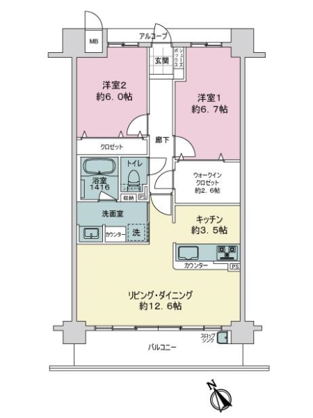アルファスマート観音新町2の間取図