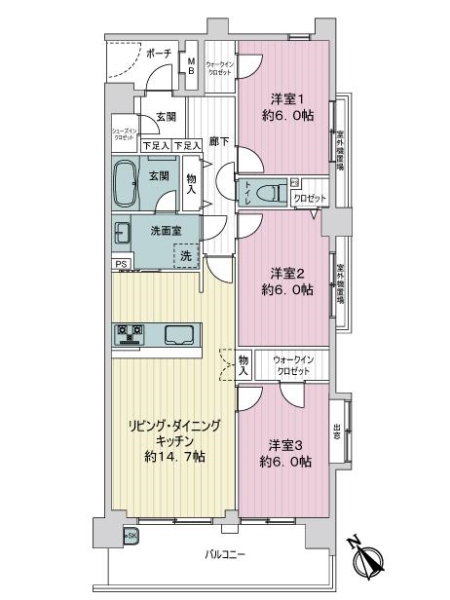 日神パレステージ東武練馬台　東館の間取図
