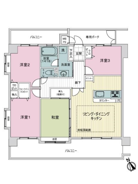 ライオンズマンション皆賀の間取図