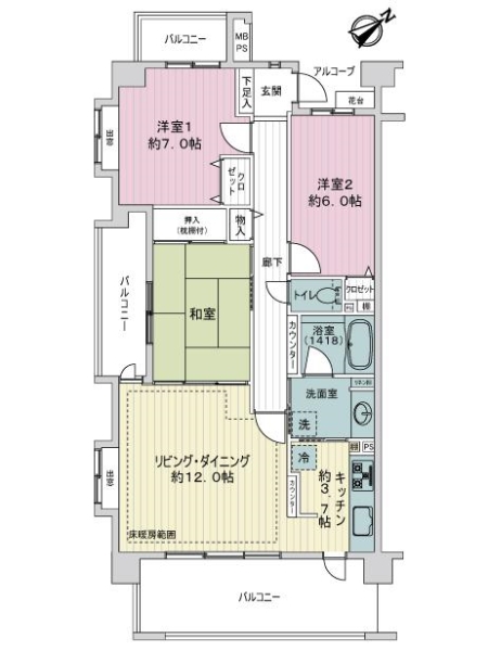 ライオンズマンション鷺沼フォレストヒルズ ノースウィングの間取図