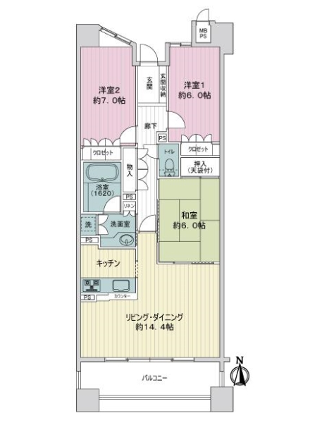 ライオンズガーデン橦木町の間取図