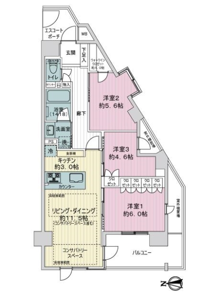 ヴェレーナグラン横濱　井土ヶ谷の間取図