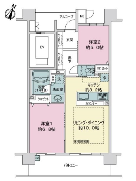 サーパスフレシア灘駅前の間取図