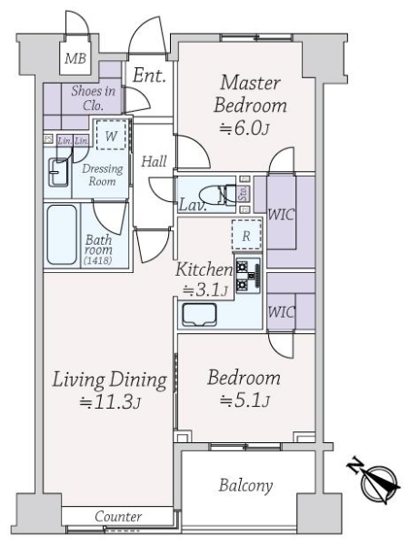 ＴＨＥパームス月島ルナガーデンの間取図