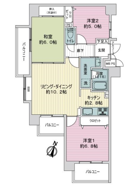 ライオンズマンション比治山公園の間取図