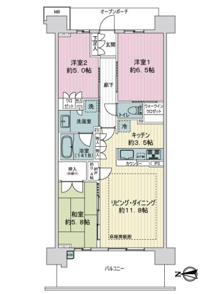 ＢｒｉｌｌｉａＣｉｔｙ横浜磯子Ｅ棟の間取図
