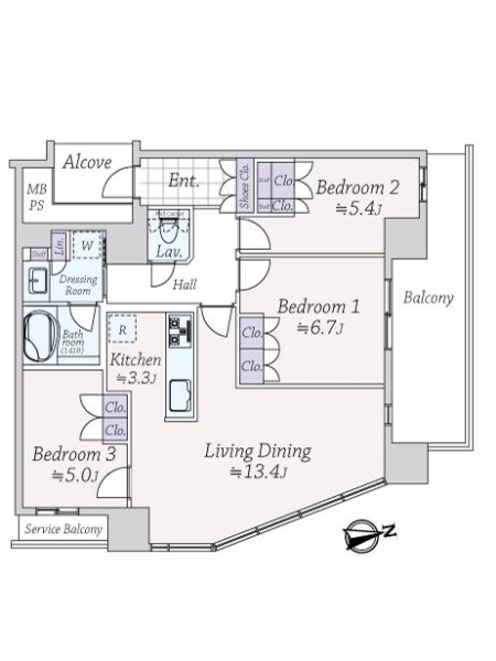 レジデンスタワー上本町の間取図