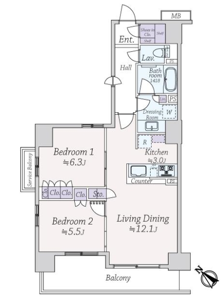 サンリヤン横浜鶴見ブランシエラの間取図