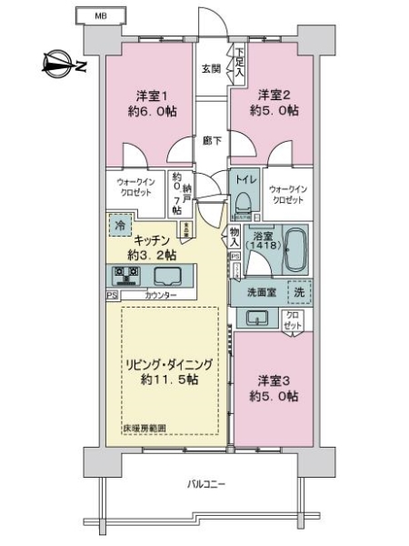 シティテラス越谷レイクタウンの間取図