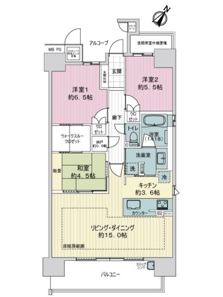 ライオンズ茨木ニュ-シティB街区の間取図