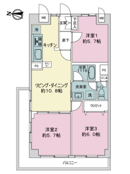 ライオンズマンション新川崎の間取図