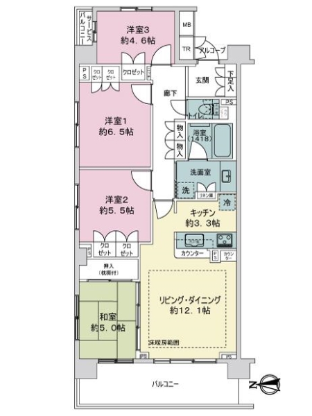 プライムエフ向ヶ丘遊園の間取図