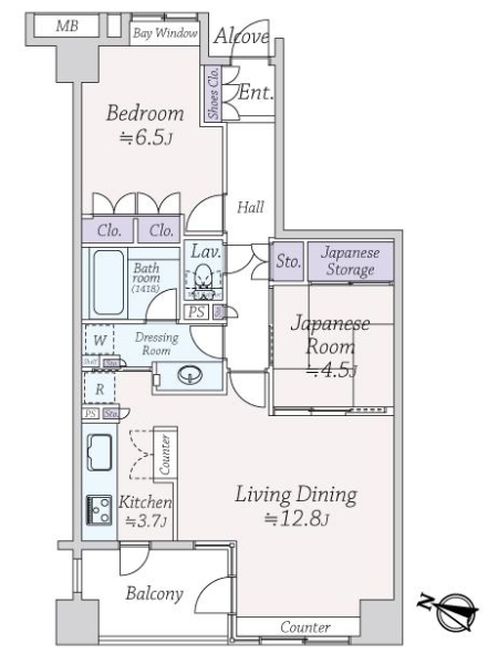 シャリエ神楽坂の間取図