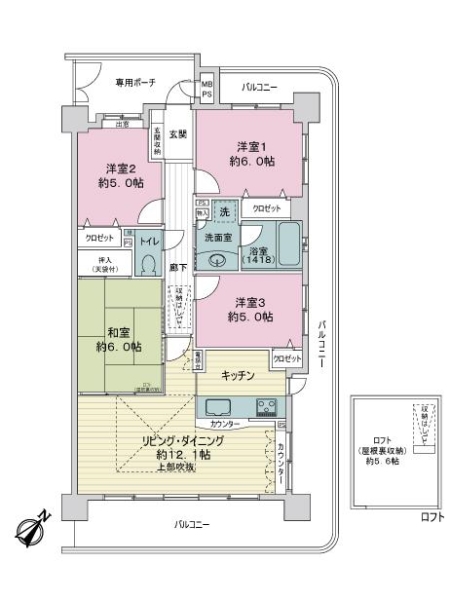 ライオンズマンション保呂公園第３の間取図