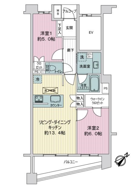 レクセル亀有リバーサイドの間取図
